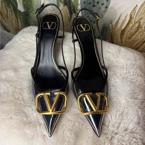 ✨ VALENTINO GARAVANI V-Logo Slingback Heels 🌵39 1/2
